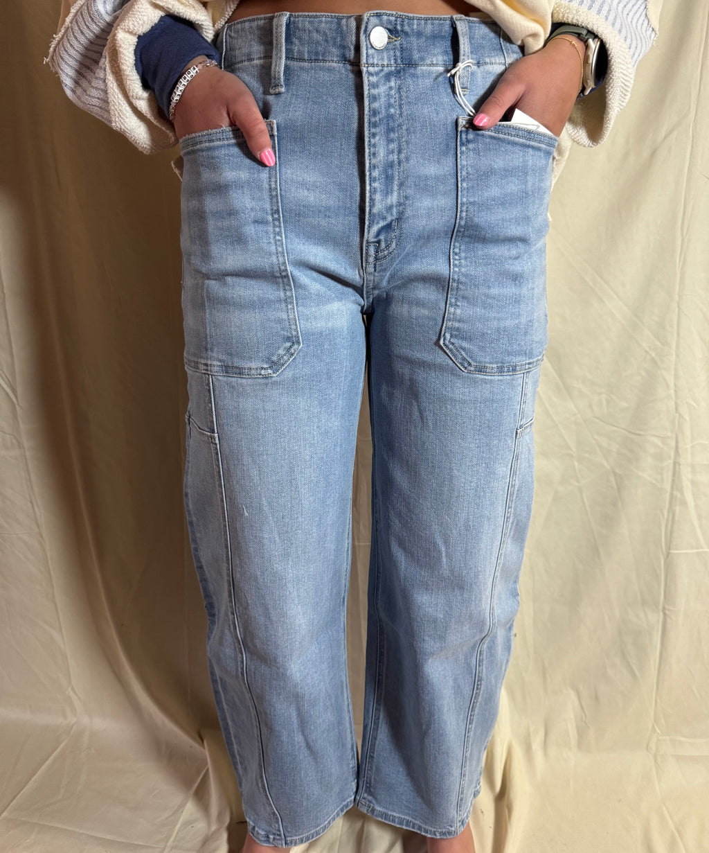 Flying Monkey Super High Rise Elastic Band Barrel Jeans