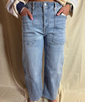 Flying Monkey Super High Rise Elastic Band Barrel Jeans