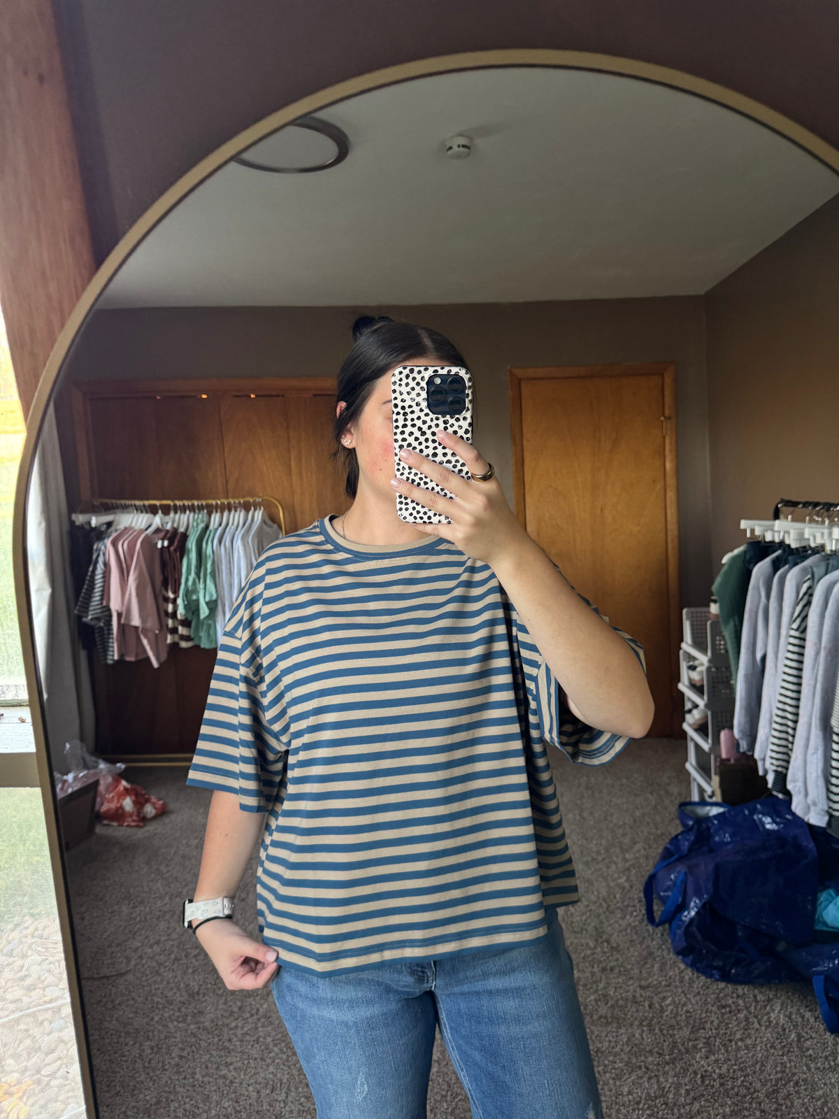 Oversized Blue & Taupe Boyfriend Tee