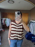 Stipe Button Down Knit Sweater Top