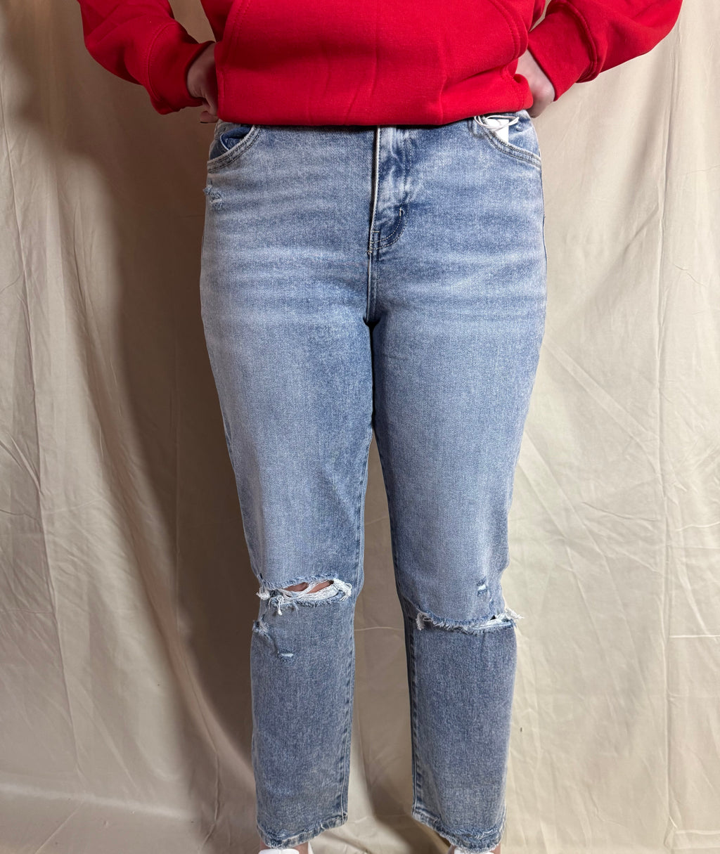 Flying Monkey High Rise Distressed Crop Straight Jeans