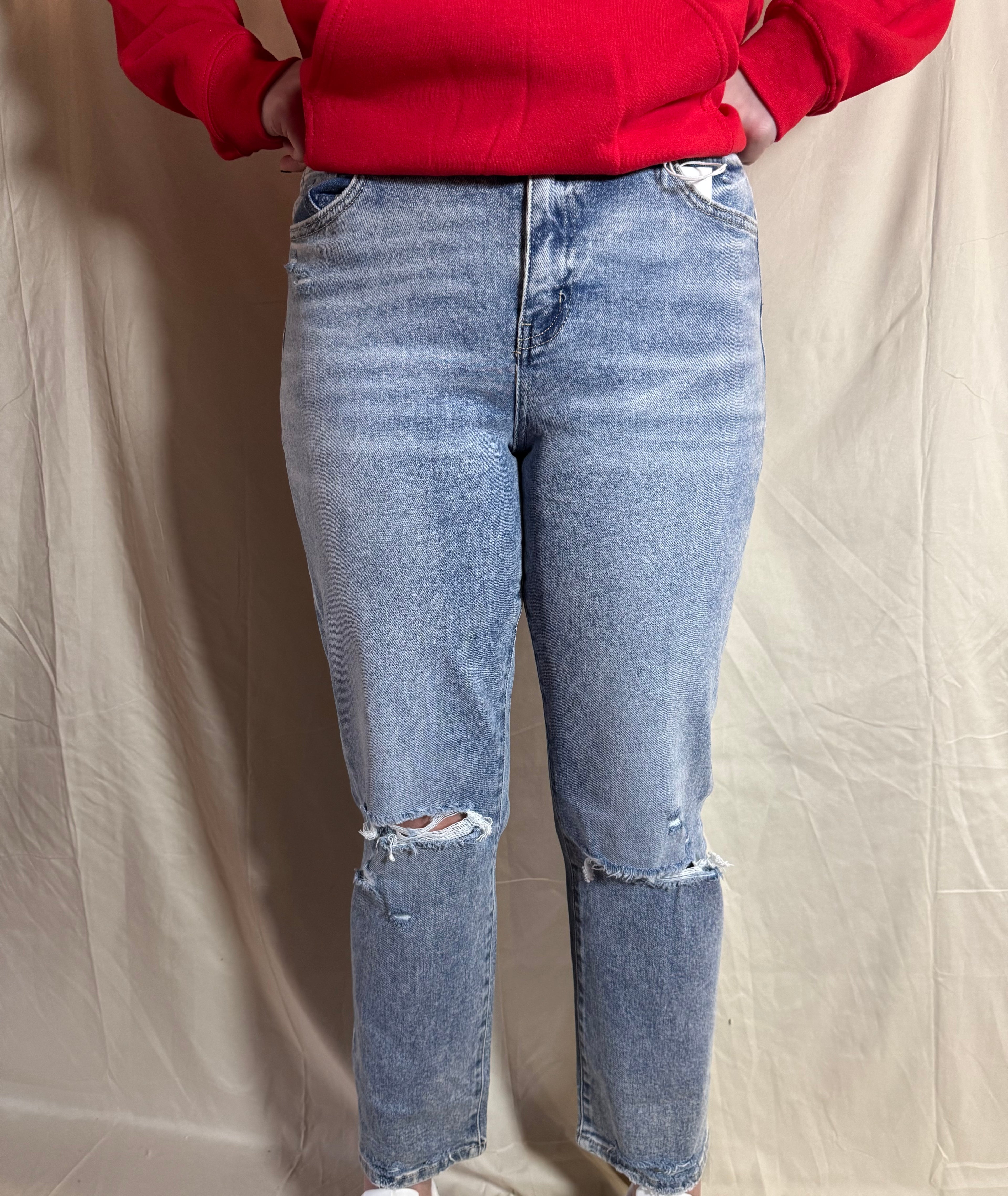 Flying Monkey High Rise Distressed Crop Straight Jeans