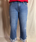 Flying Monkey Mid Rise Raw Cuffed Hem Slim Wide Jeans