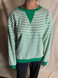 Bright Green Striped Exposed Seam Pullover Top