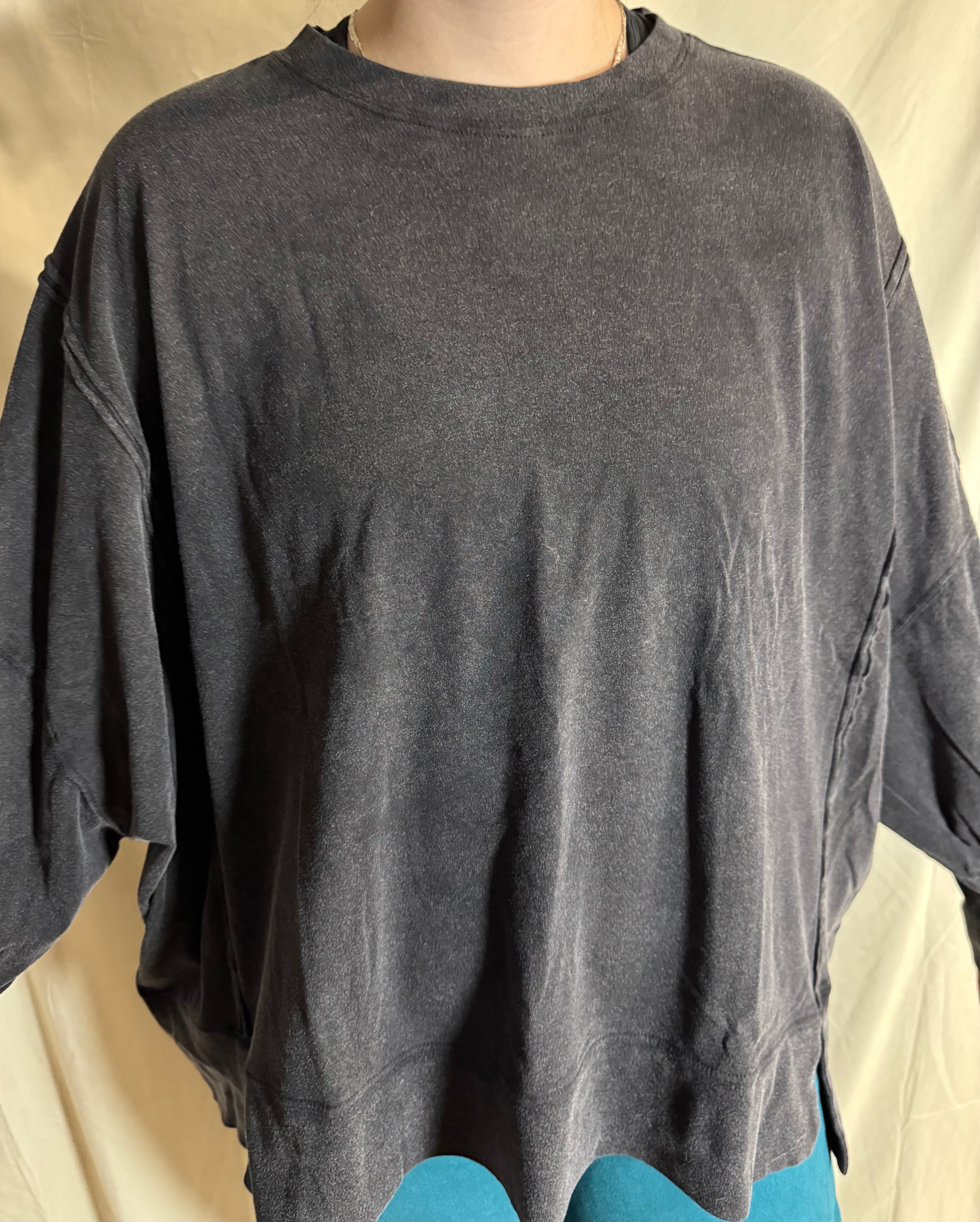 Black Oversized Seam Detail long sleeve top
