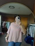 Pink & Cream Striped Oversized Boyfriend Tee
