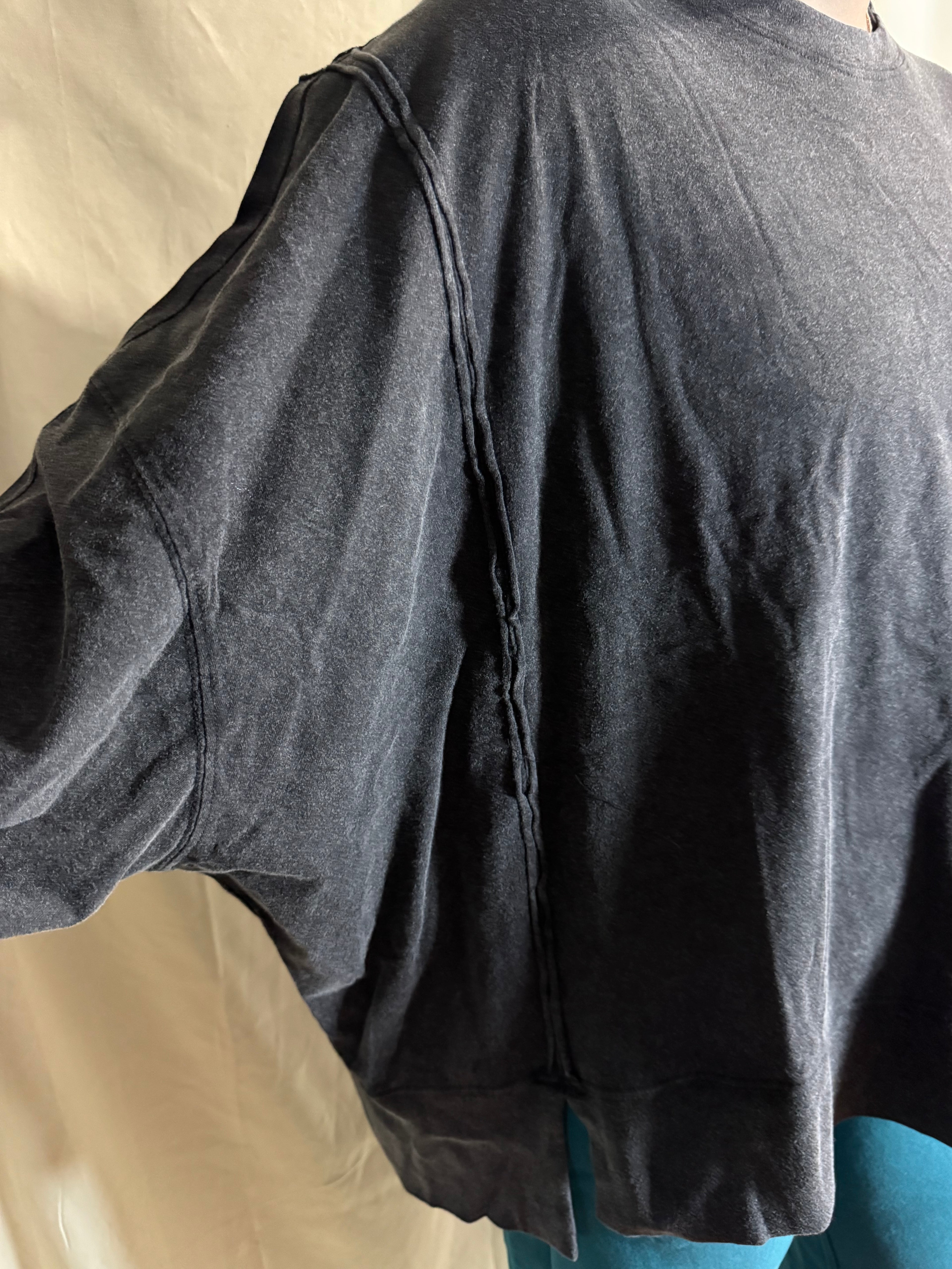 Black Oversized Seam Detail long sleeve top