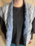 Washed Denim Quilted Shawl Vest