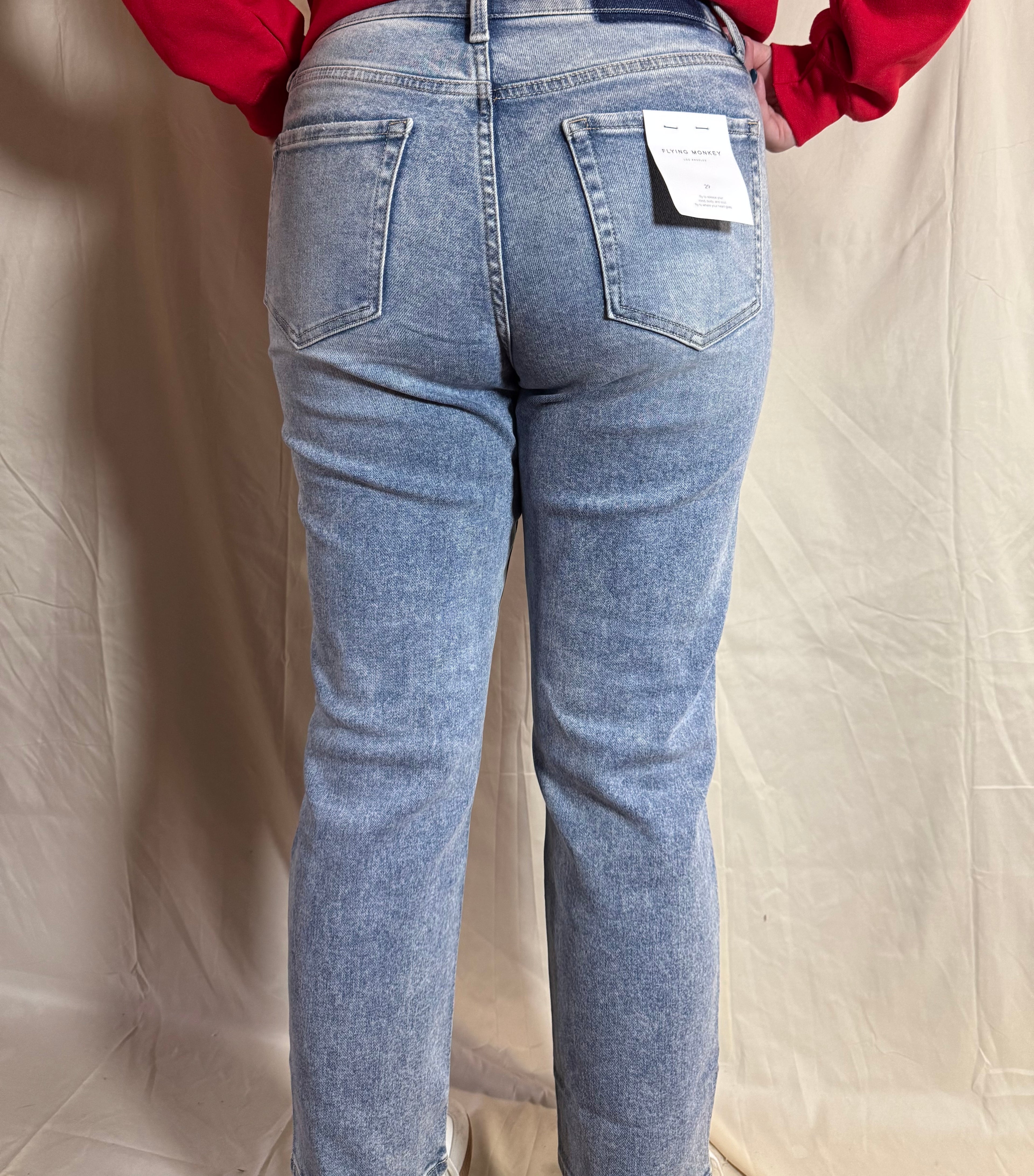 Flying Monkey High Rise Distressed Crop Straight Jeans