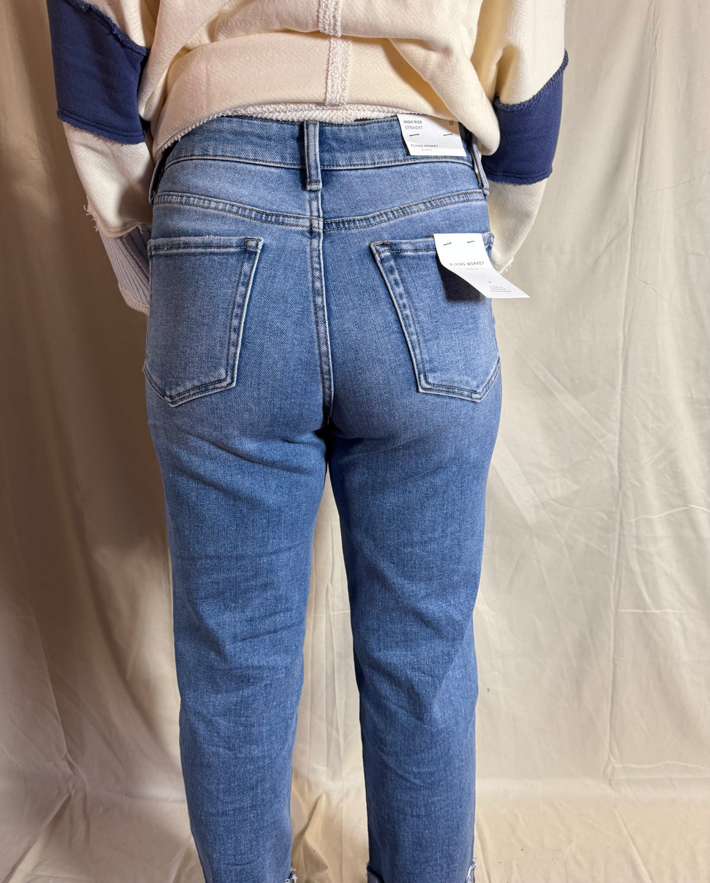 Flying Monkey High Rise Cuffed Crop Straight Jeans