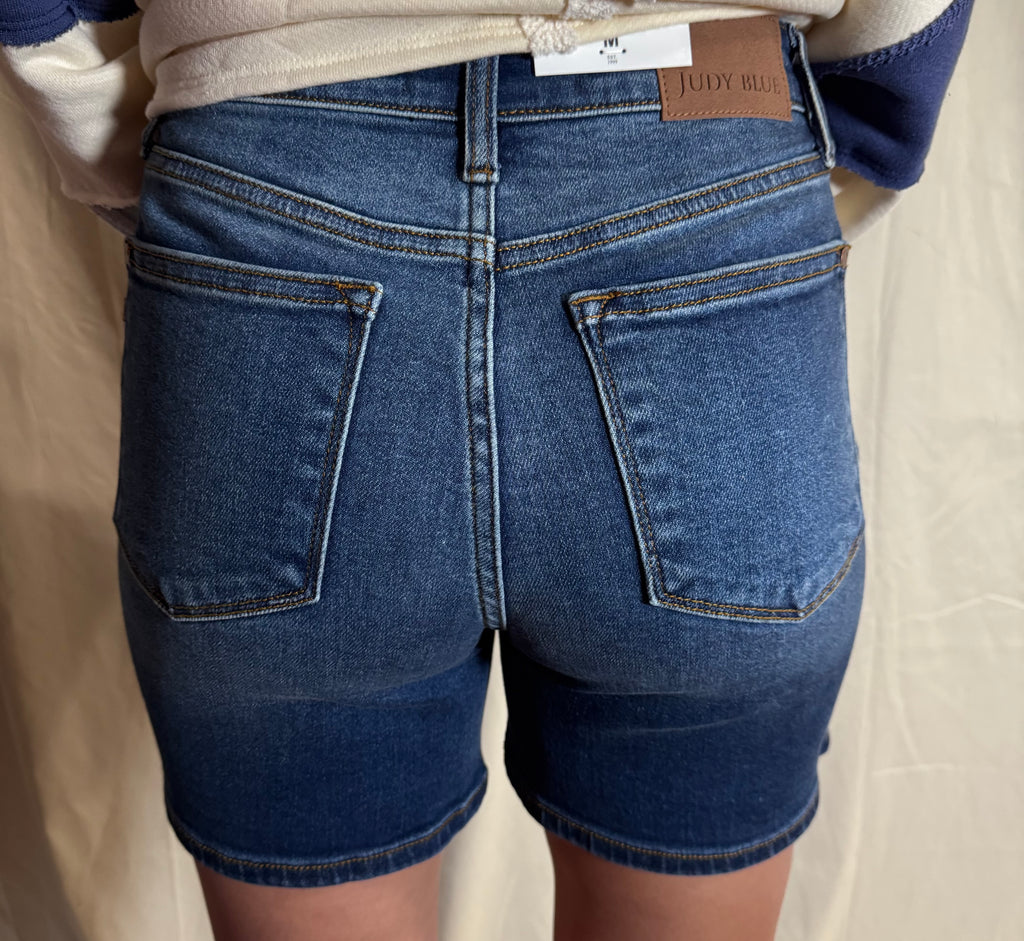 Judy Blue High Waisted 2 button Mid Length Dad Shorts