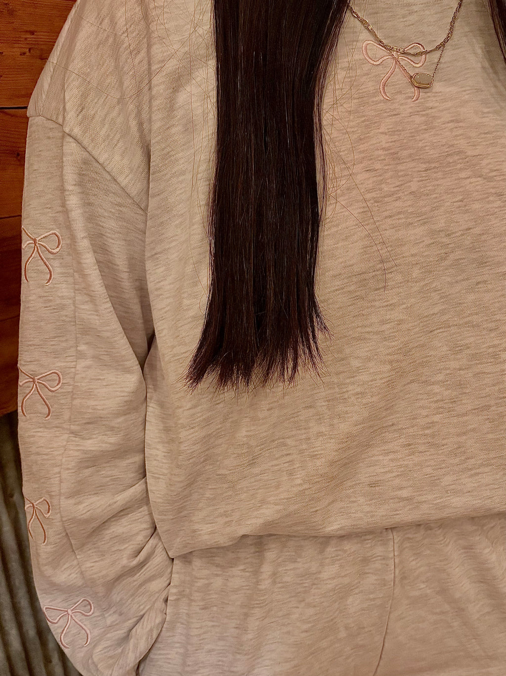 Gray Bow Matching Set