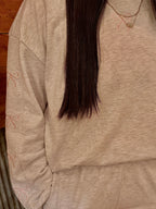 Grey Crewneck Pink Bow Detail