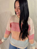 Waffle Knitted Color Block Sweater