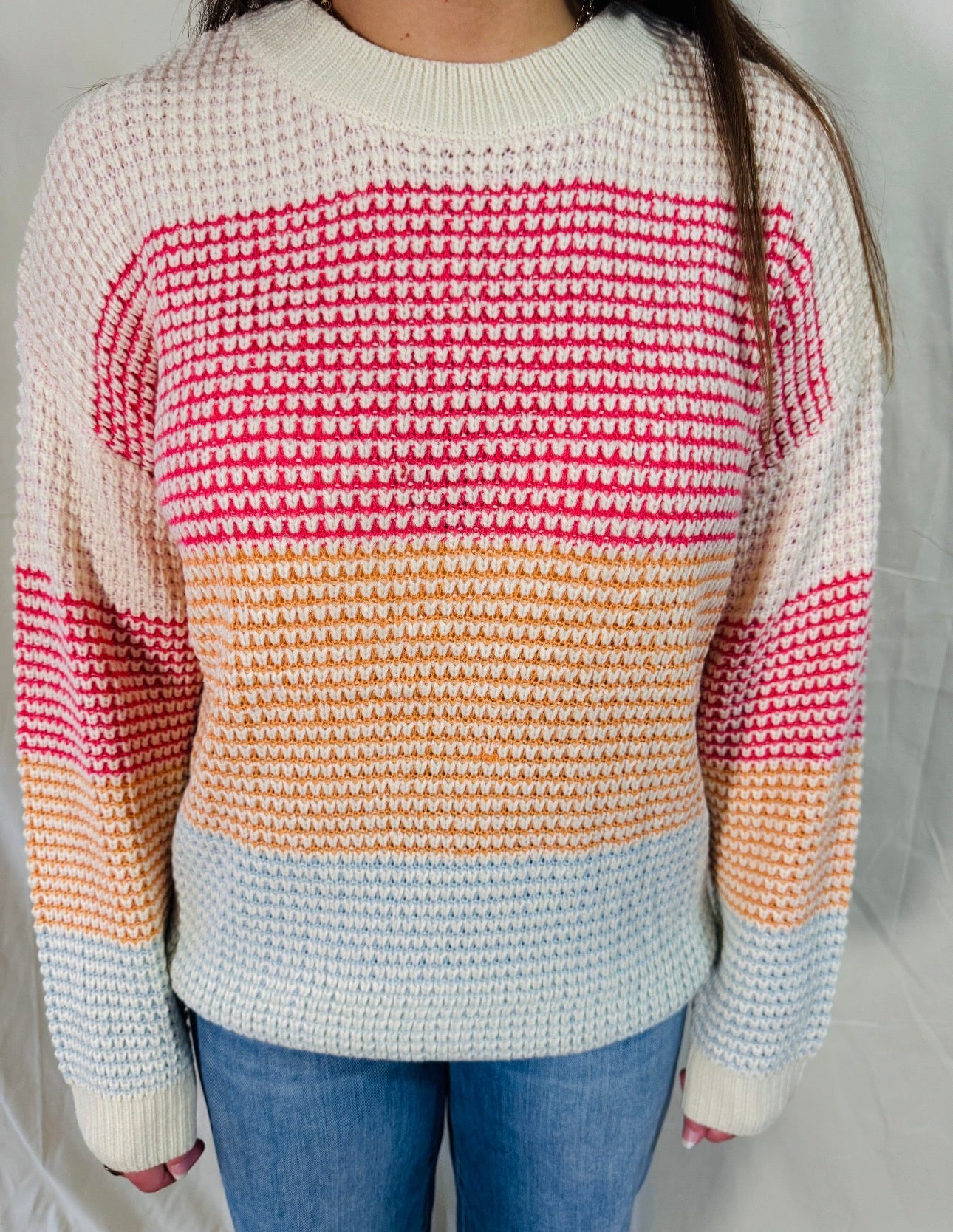 Waffle Knitted Color Block Sweater
