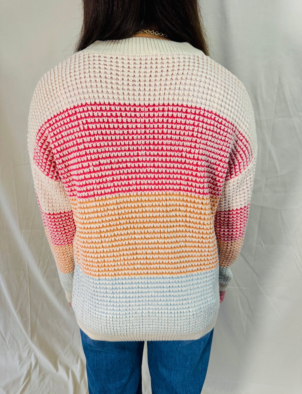 Waffle Knitted Color Block Sweater