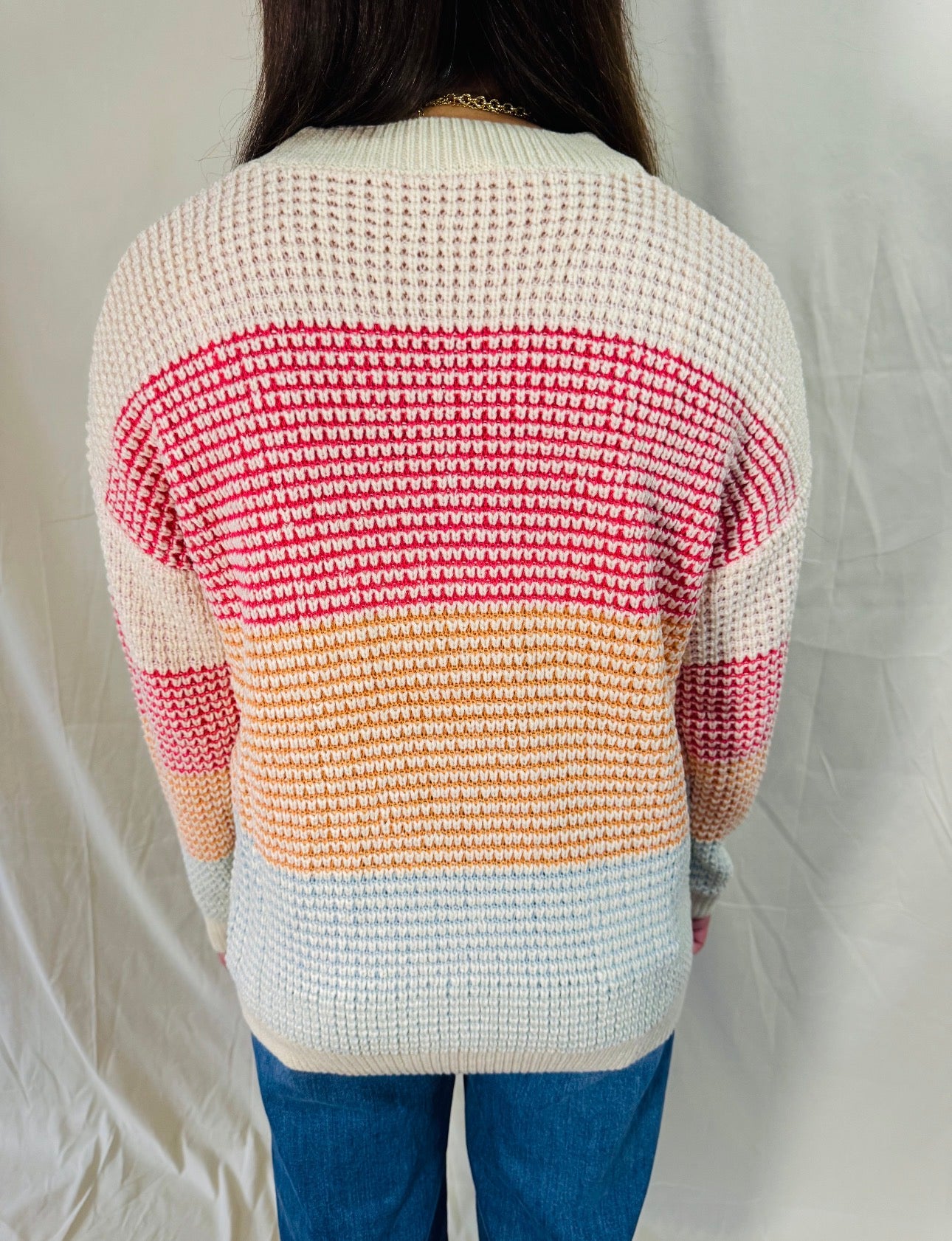 Waffle Knitted Color Block Sweater