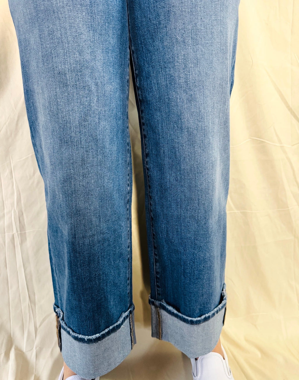 Flying Monkey High Rise Medium Wash Cuffed Wide Jeans