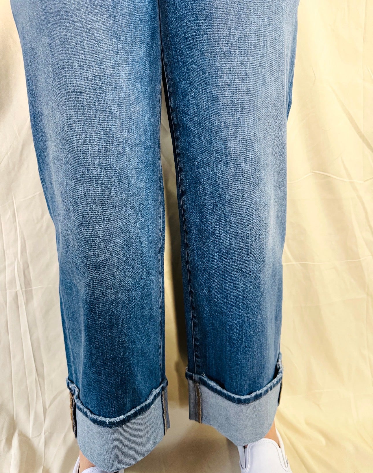 Flying Monkey High Rise Medium Wash Cuffed Wide Jeans