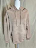 Khaki Waffle Knit Hoodie- over sized Pullover With Kangaroo Pocket