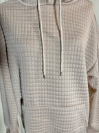 Khaki Waffle Knit Hoodie- over sized Pullover With Kangaroo Pocket