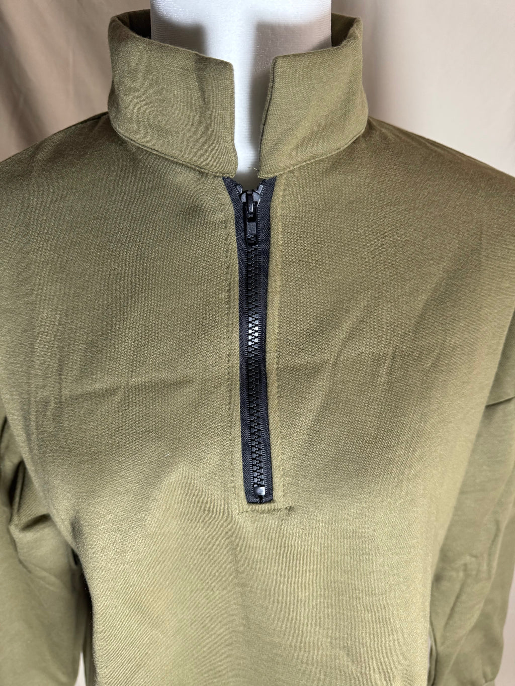 Army green Semi-Zipper Long Sleeve Sweatshirt