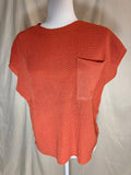 Apricot Crewneck Pocket Trim Short-Sleeved Sweater