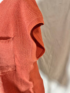 Apricot Crewneck Pocket Trim Short-Sleeved Sweater