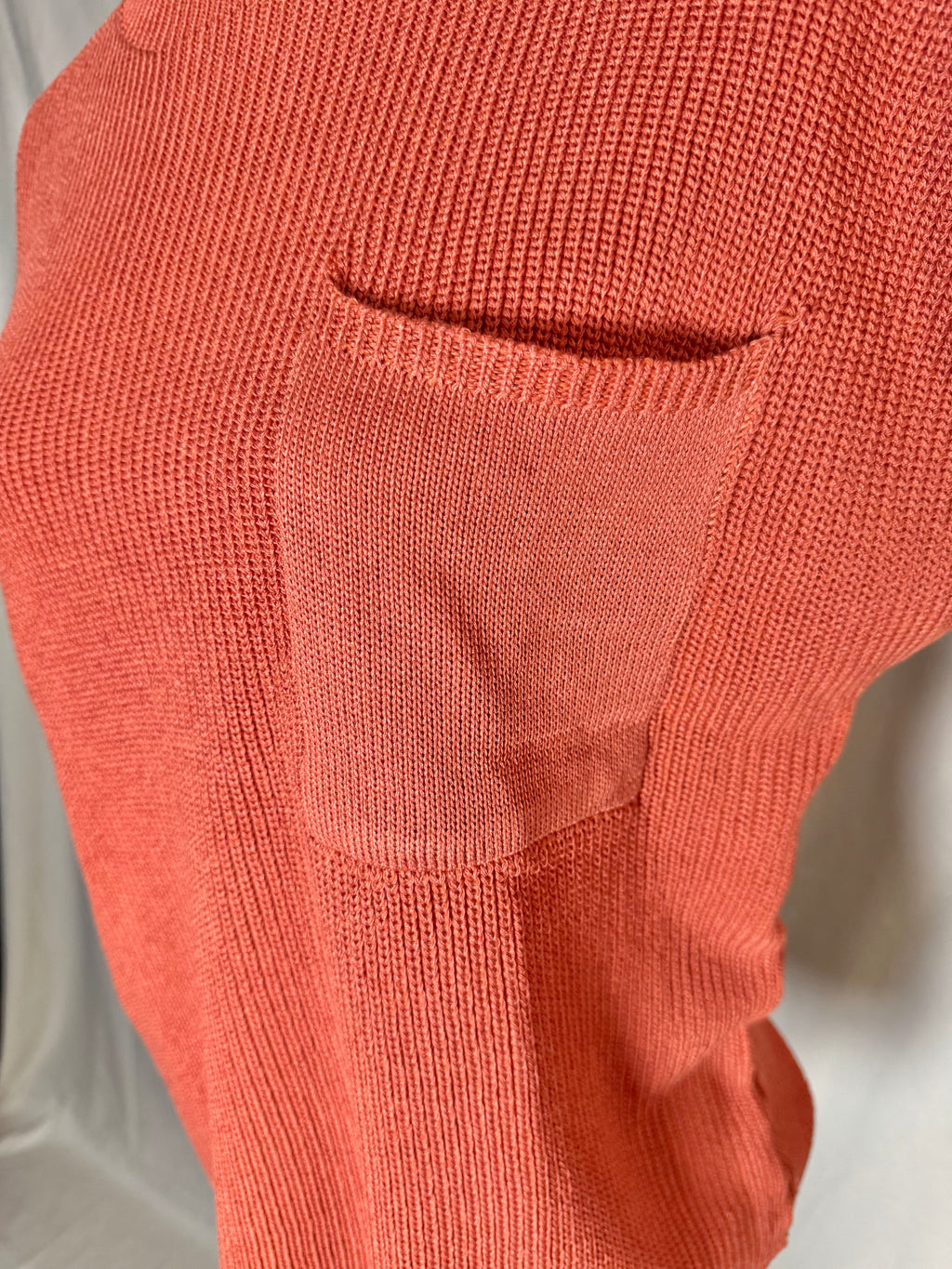 Apricot Crewneck Pocket Trim Short-Sleeved Sweater