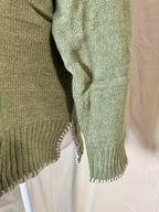 Green Solid Color Versitile Split-End Pullover Sweater