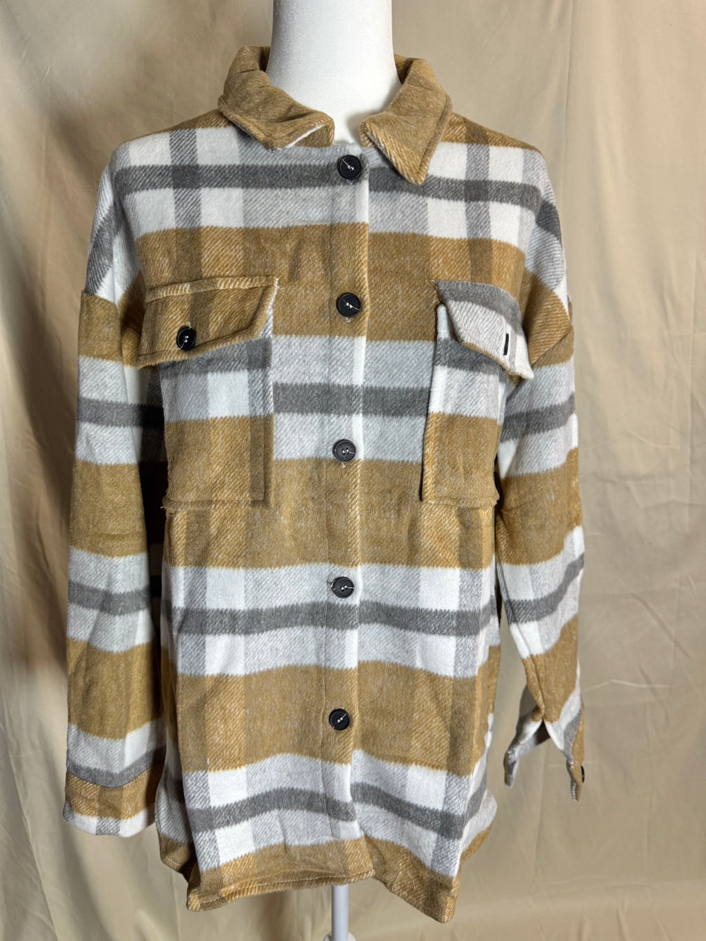 Womens Plaid Button Flannel Shirt Jacket