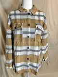 Womens Plaid Button Flannel Shirt Jacket