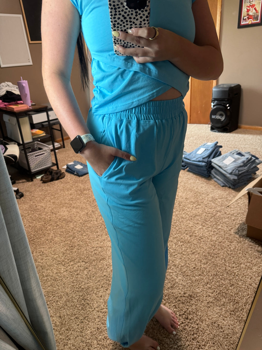 Sky Blue Breeze Wide-Leg Pants