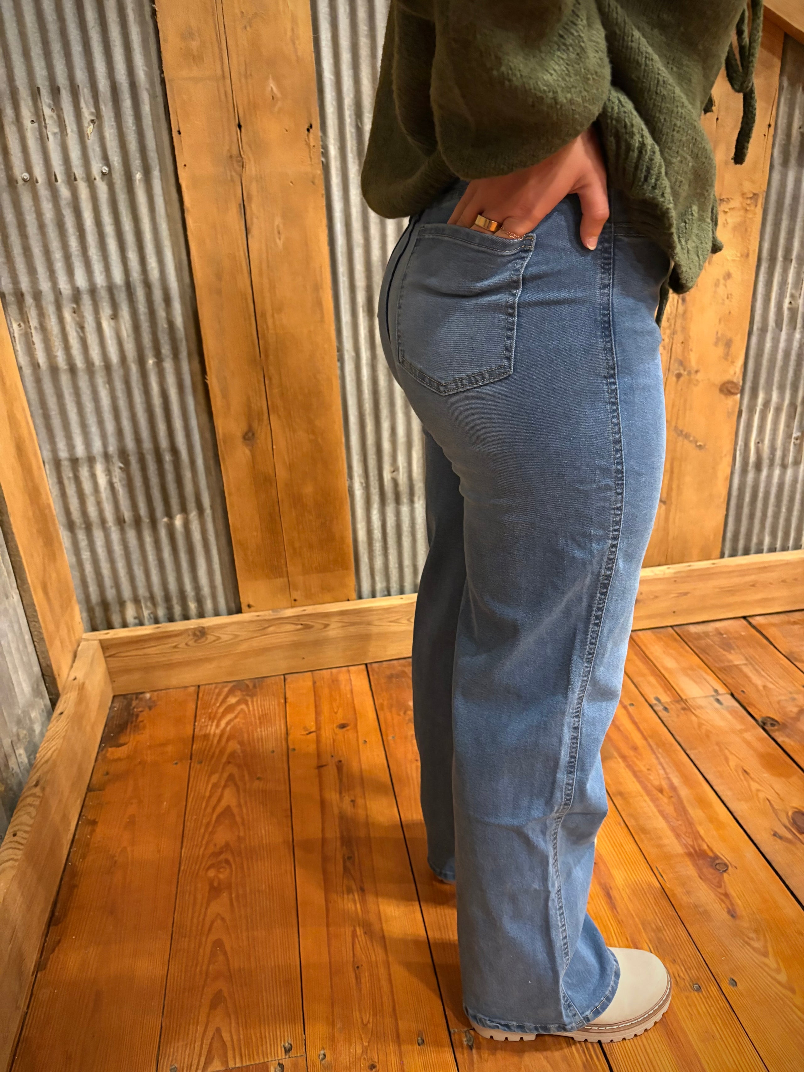 High Rise Straight Cuff Jeans