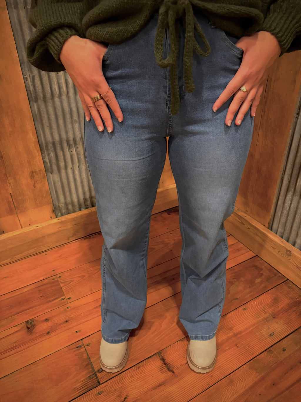 High Rise Straight Cuff Jeans