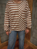 Checkered Striped Patchwork Long Sleeve