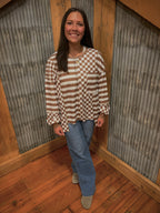 Checkered Striped Patchwork Long Sleeve